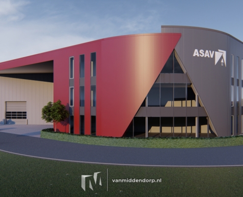 Dak- en wandbeplating bij bedrijfspand Asav Ede