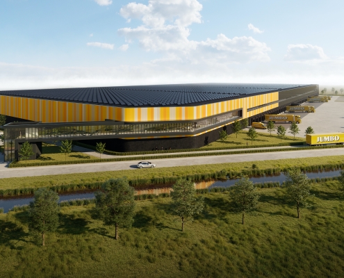 Dak- en wandbeplating bij distributiecentrum Jumbo te Bleiswijk