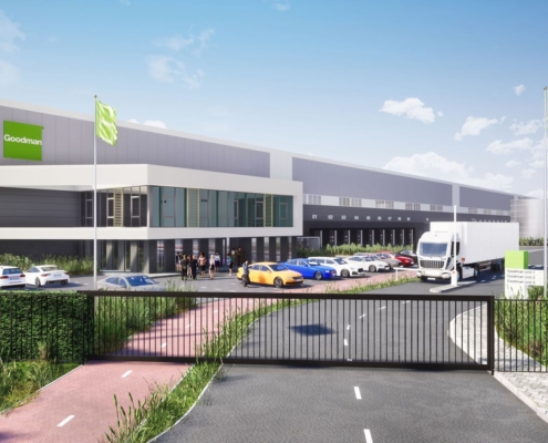 Dak- en wandbeplating bij Distributiecentrum Goodman te Alblasserdam